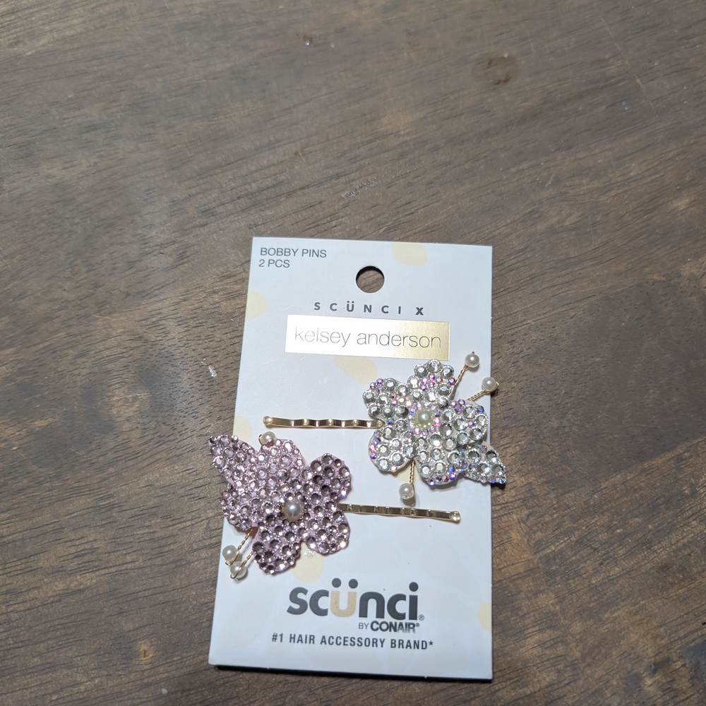 Floral Bobby Pins - Pink and Silver